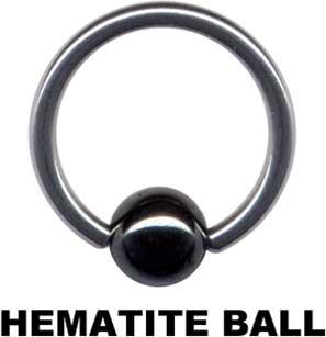 22062 BCR Piercing Ring Hämatit Kugel Titan Klemmkugelring 1,2/1,6 mm