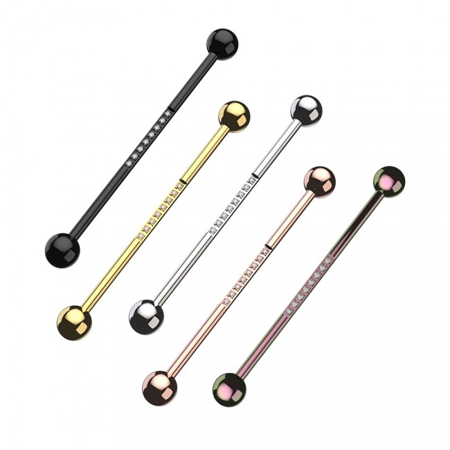 Industrial Piercing acht Kristalle silberfarbig goldfarbig roségoldfarbig schwarz regenbogenfarbig