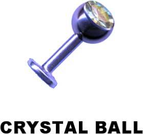 19014 Piercing Labret Lila Kristall Kugel aus Stahl 1.2 und 1.6mm Stecker