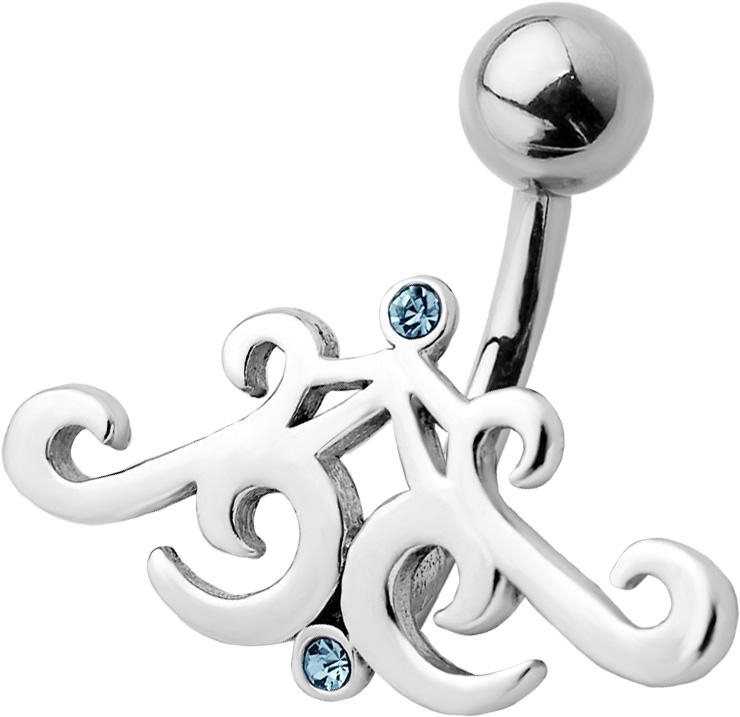 gtb-10_kopie Bauchnabelpiercing Tribal Kristallsteine Hellblau 10mm Stahl Banane