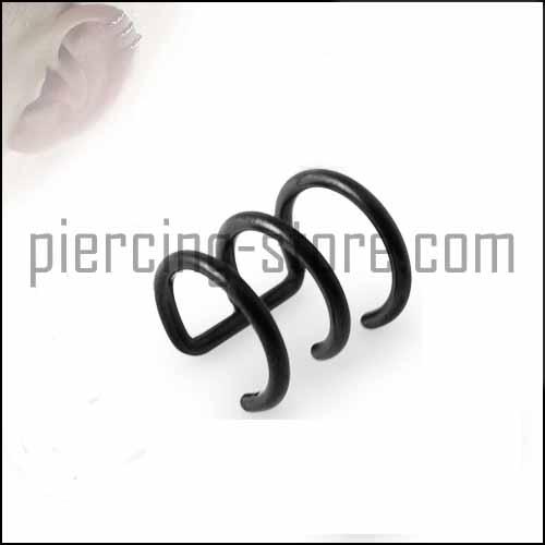 zer226 Ohrklemme Cartilage Schwarz Fake Piercing Silber Stahl Chirurgenstahl