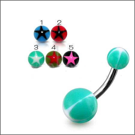 ban486 Bauchnabelpiercing Stern Acryl Kugeln Titan o Stahl Banane 1,6mm