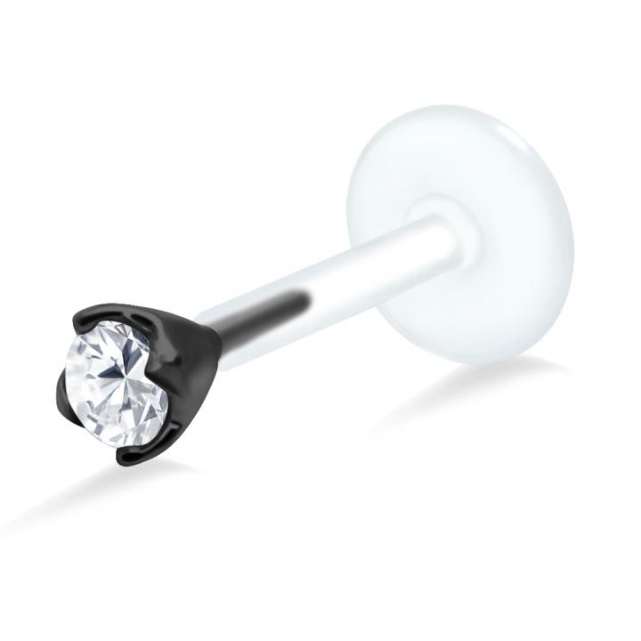 PTFE Tragus Labret Kristallblume silber schwarz goldfarbig roségoldfarbig