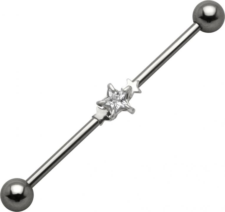 Industrial Piercing Kristall Stern Stahl Barbell Ohr Schmuck