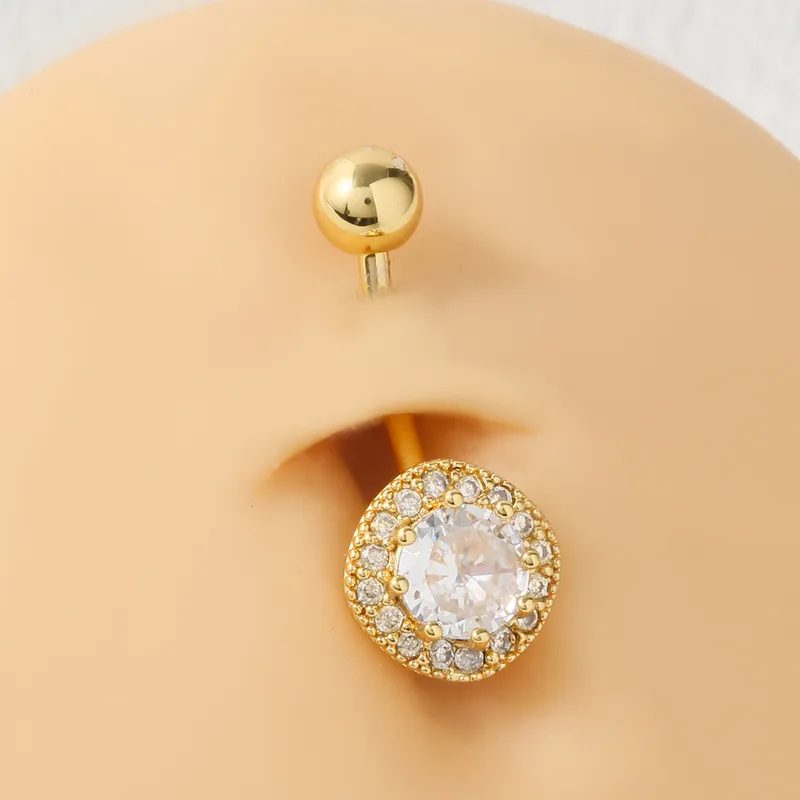 Bauchnabelpiercing Chirurgenstahl 316L goldfarbig mit Kristallmotiv
