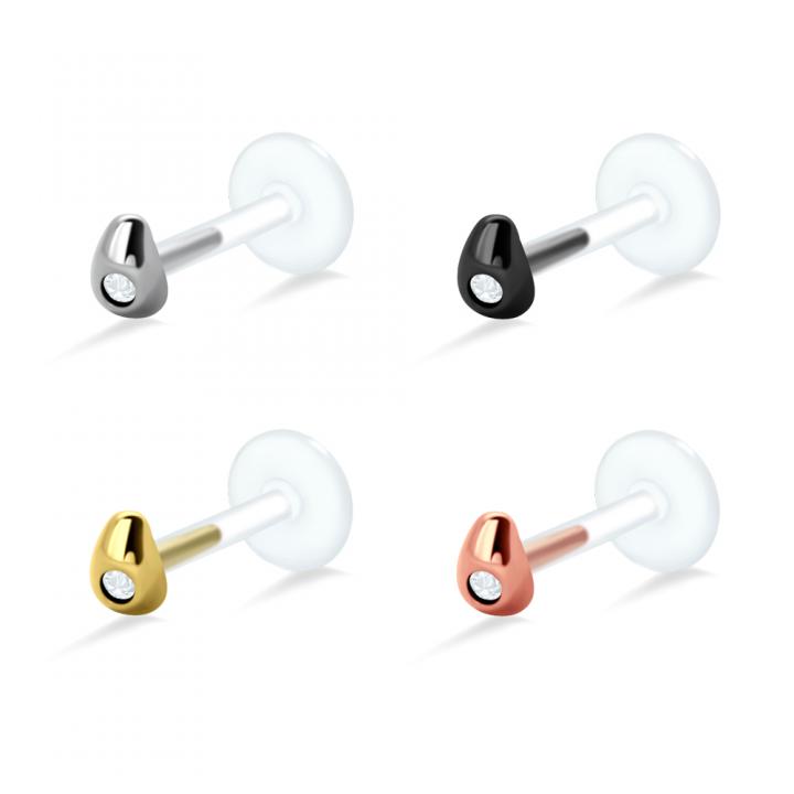 PTFE Tragus Labret Tropfen silber schwarz goldfarbig roségoldfarbig