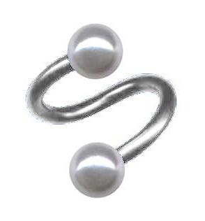 Piercing Spirale Perlen weiss Titan 1,2/1,6mm Twister Schmuck