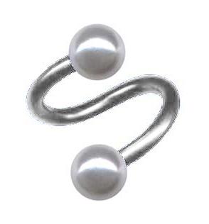 ps10468 Piercing Spirale Perlen weiss Titan 1,2/1,6mm Twister Schmuck