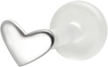 PTFE Piercing Labret Stecker Herz Silber   1.2mm x 6mm