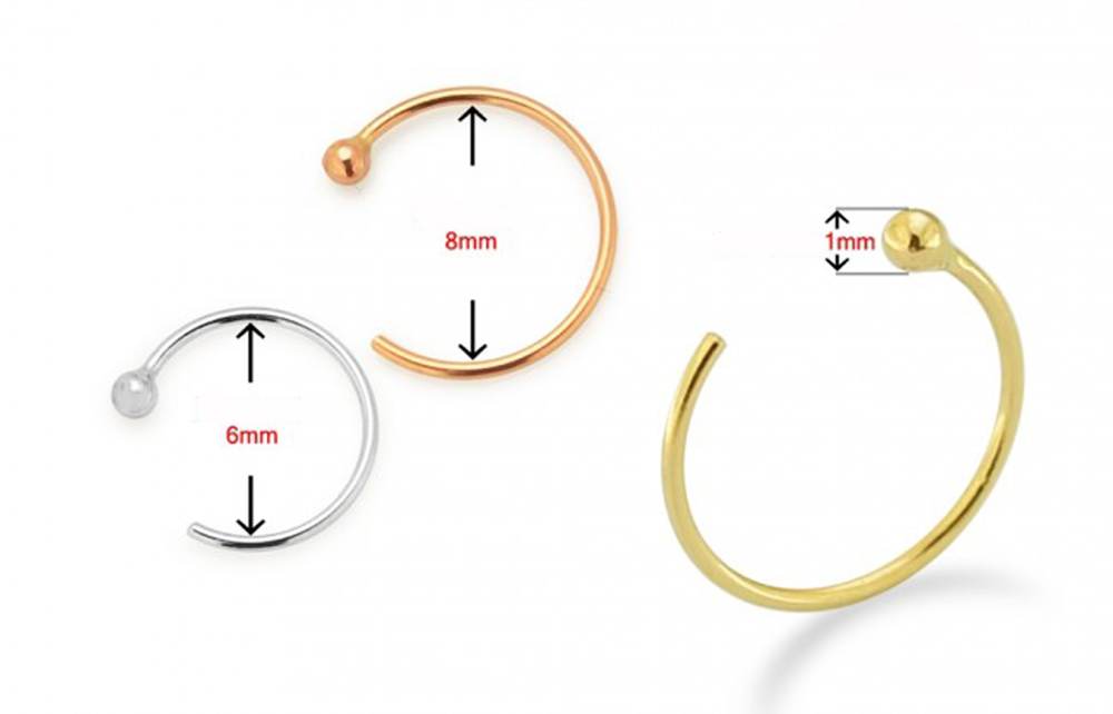 Offener Nasenring Nasenpiercing 14karat Gelbgold Weissgold Roségold 0.8mm Geschenkbox