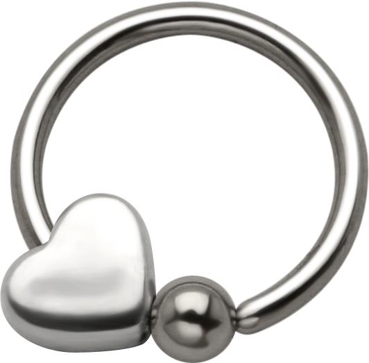BCR Klemmring Herz beweglich Piercing Ring Titan o Stahl