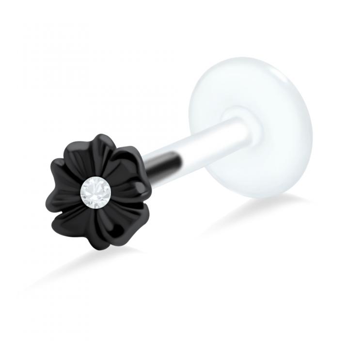 PTFE Tragus Labret Blume silber schwarz goldfarbig roségoldfarbig