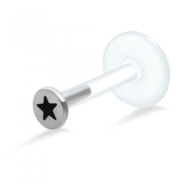 PTFE Tragus Labret mit farbigem Stern (Farbe wählbar)