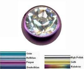 2102b_21 Farbige Titan Piercing Kugel mit Swarovski Kristall Schraubkugel