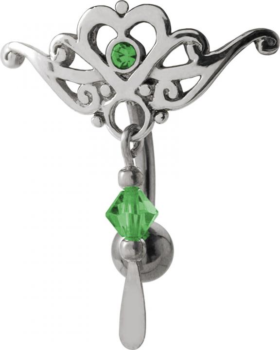 xm-05_kopie Bauchnabelpiercing Tribal Kristall Anhänger grün Motiv oben