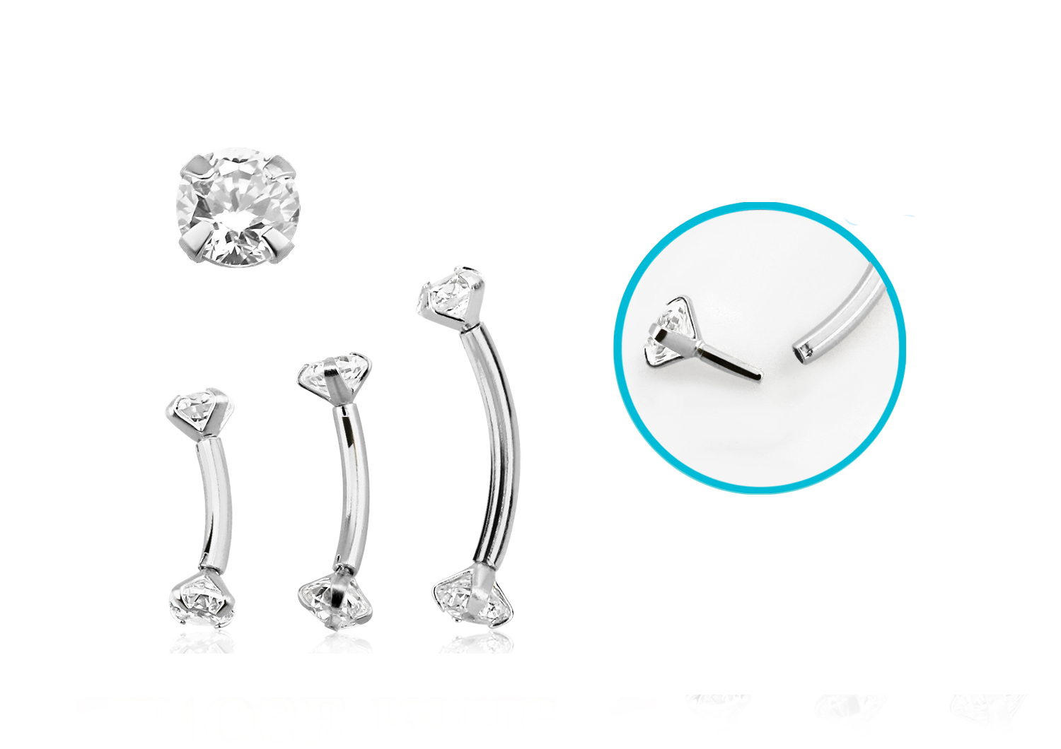 🦚 Piercing Banane Stecker 14karat Gold Weissgold zwei Kristalle mit Geschenkbox 🦚 Piercing Banane Stecker 14karat Gold Weissgold zwei Kristalle mit Geschenkbox