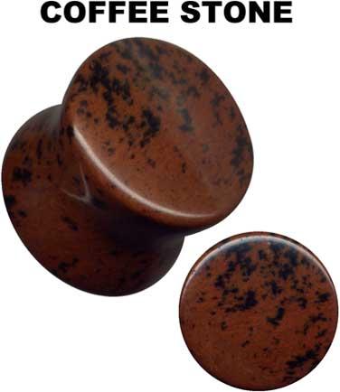 35008 Plug Ohr Piercing aus Coffee Stone Naturstein