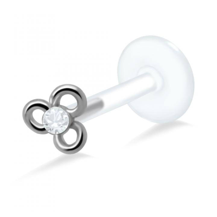 PTFE Tragus Labret Kristalldesign silber schwarz goldfarbig roségoldfarbig