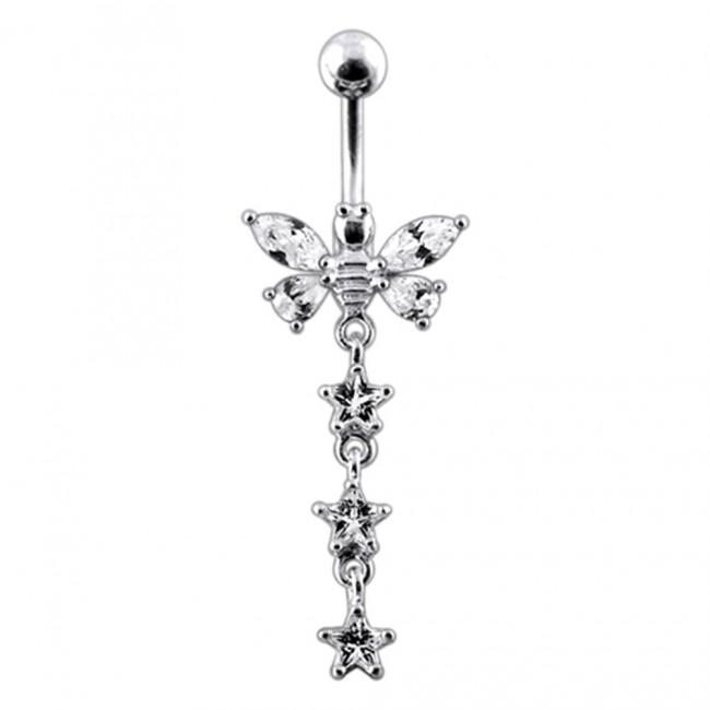 Bauchnabelpiercing Titan 925er Silber-Motiv Schmetterling