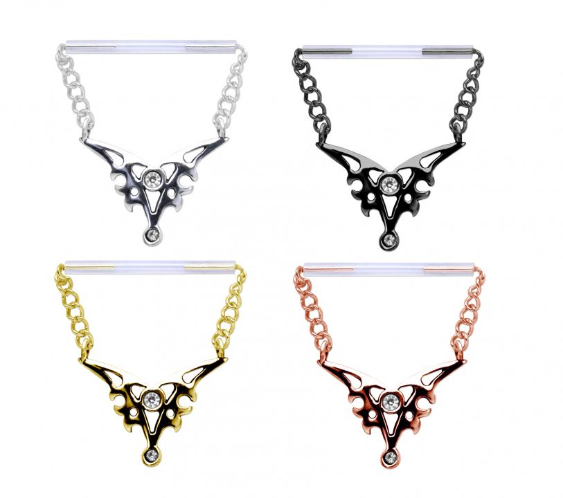 Brustwarzenpiercing PMFK Nippel Piercing Tribal silberfarbig schwarz goldfarbig roségoldfarbig