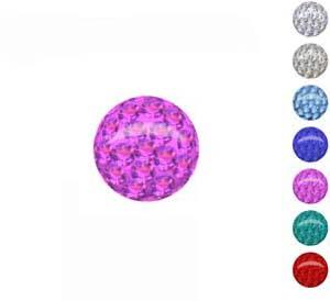 14223 Piercing Klemmkugel Epoxy Multi Kristall Kugel 7 Farben Verschluss
