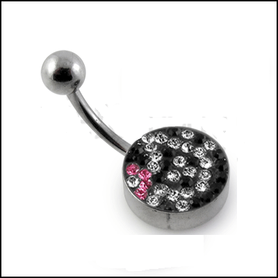 Bauchnabelpiercing Multi Kristall Kitty flache Kugel