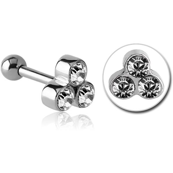 Tragus Helix drei runde Kristalle Ohr Piercing Kristallsteine Stahl