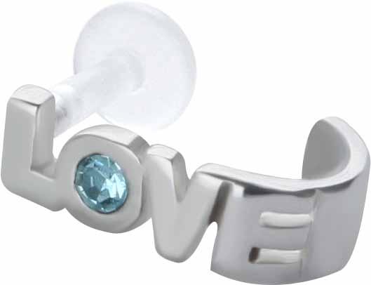 PTFE Tragus Piercing Love mit Kristall Labret Ohr Schmuck
