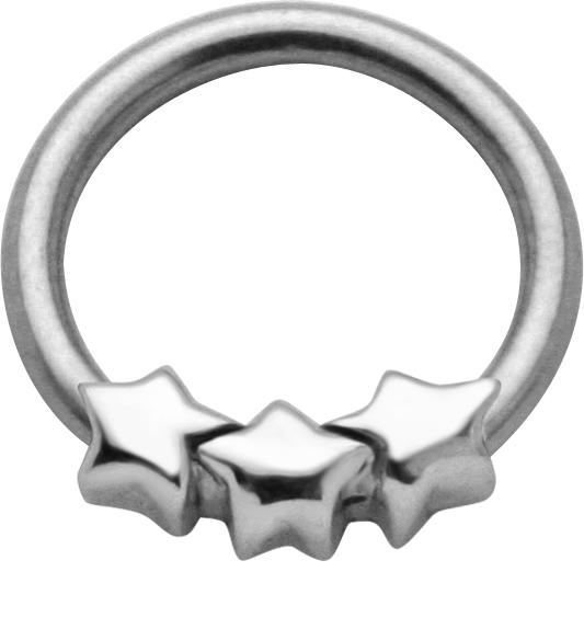 BCR Ring Sterne seitlich Klemmring Stahl oder Titan Ohr Nasen Piercing