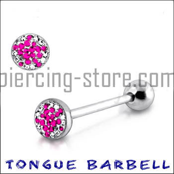 bar203 Zungenpiercing Stern Epoxy Multi Kristall Pink/Kristallklar Barbell