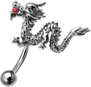 Bauchnabel-Piercing Chinesischer Drache mit Motiv oben Stahl