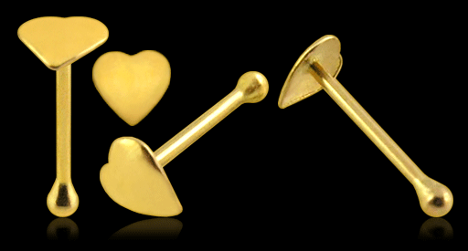 Nasenstecker Pin Herz 9k Gelbgold Nasenpiercing gerade