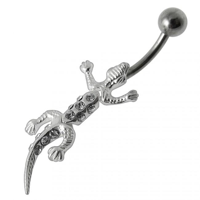 Bauchnabelpiercing Chirurgenstahl 925er Silber-Motiv Gecko