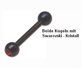 2017_4 Piercing Barbell Schwarz mit 2 Swarovski-Kristall Kugeln 11 Farben