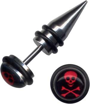 p1518_4 Fake Piercing Dehnungsstab Totenkopf Plug Expander Tunnel Dehner