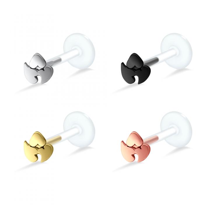 PTFE Tragus Labret drei Herzen silber schwarz goldfarbig roségoldfarbig