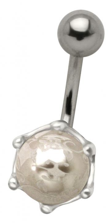 plb-25pp_kopie Bauchnabelpiercing geblumte Perle Stahl Banane 10mm