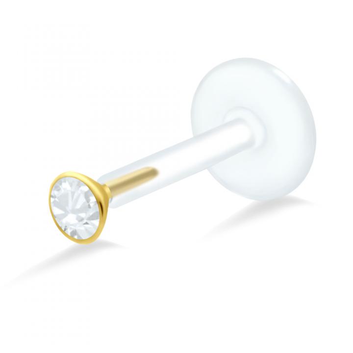 PTFE Tragus Labret 2.5mm-Kristall silber schwarz goldfarbig roségoldfarbig