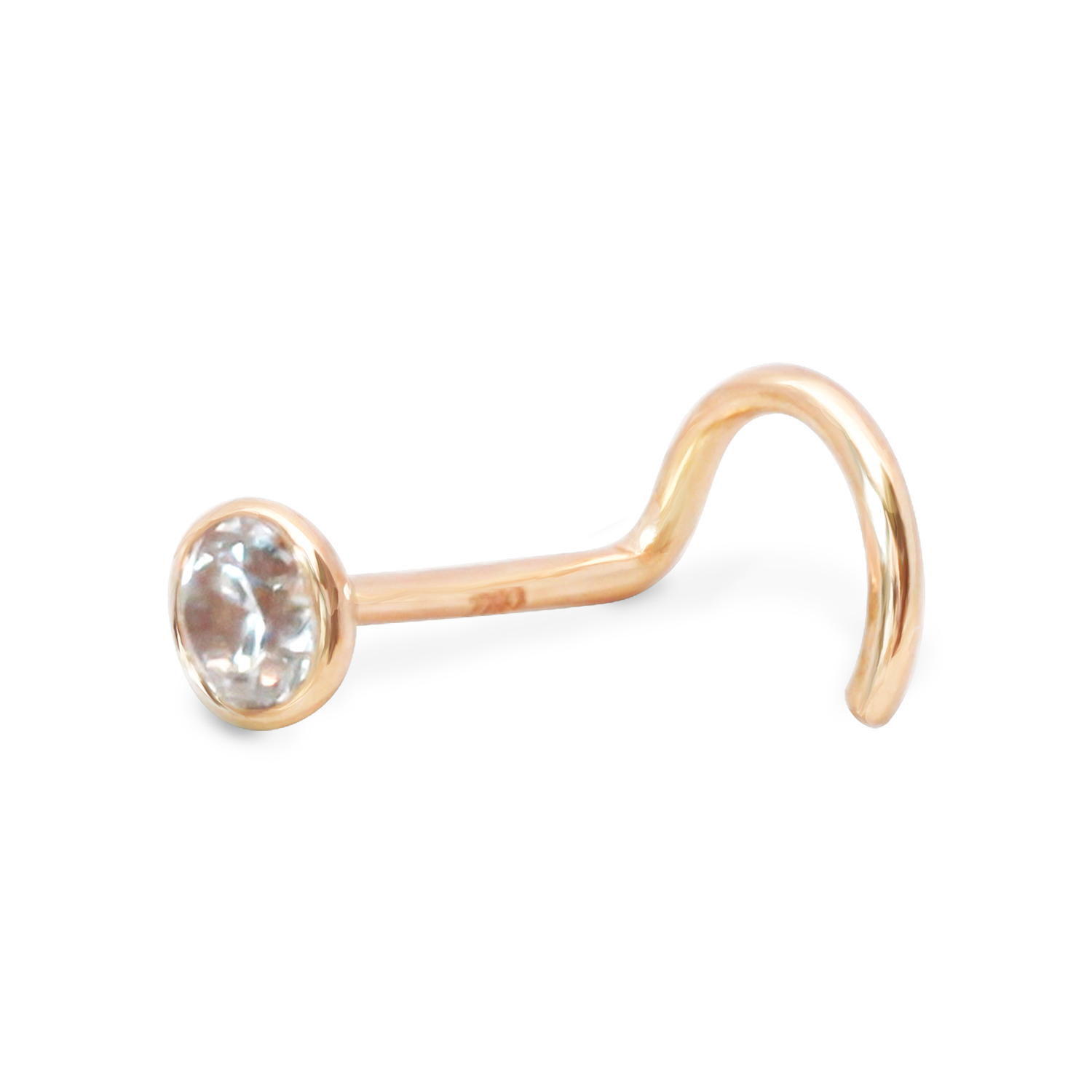 Exklusiver 18Karat Roségold Nasenstecker mit 2.2mm-Kristall  Stabstärke: 0.6mm