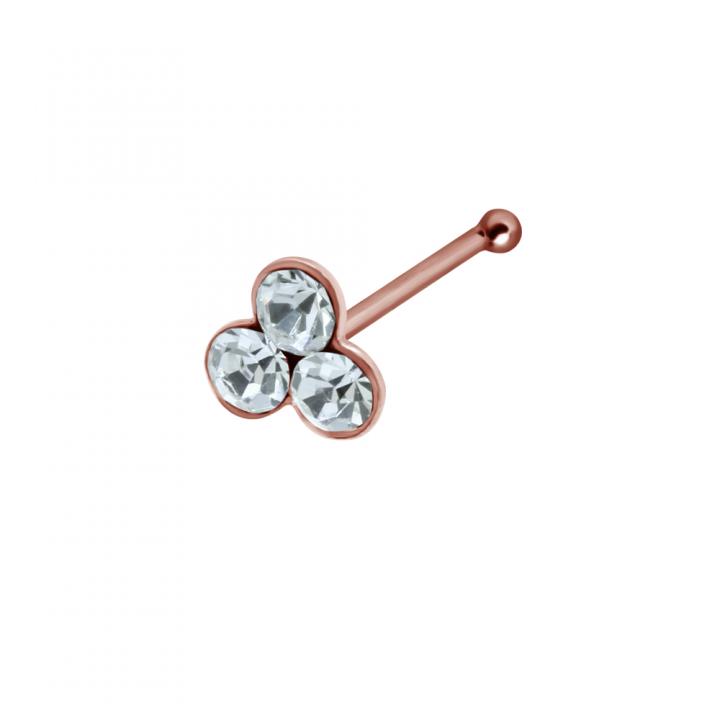 Nasenstecker Pin drei Kristalle Silber silberfarbig schwarz goldfarbig roségoldfarbig