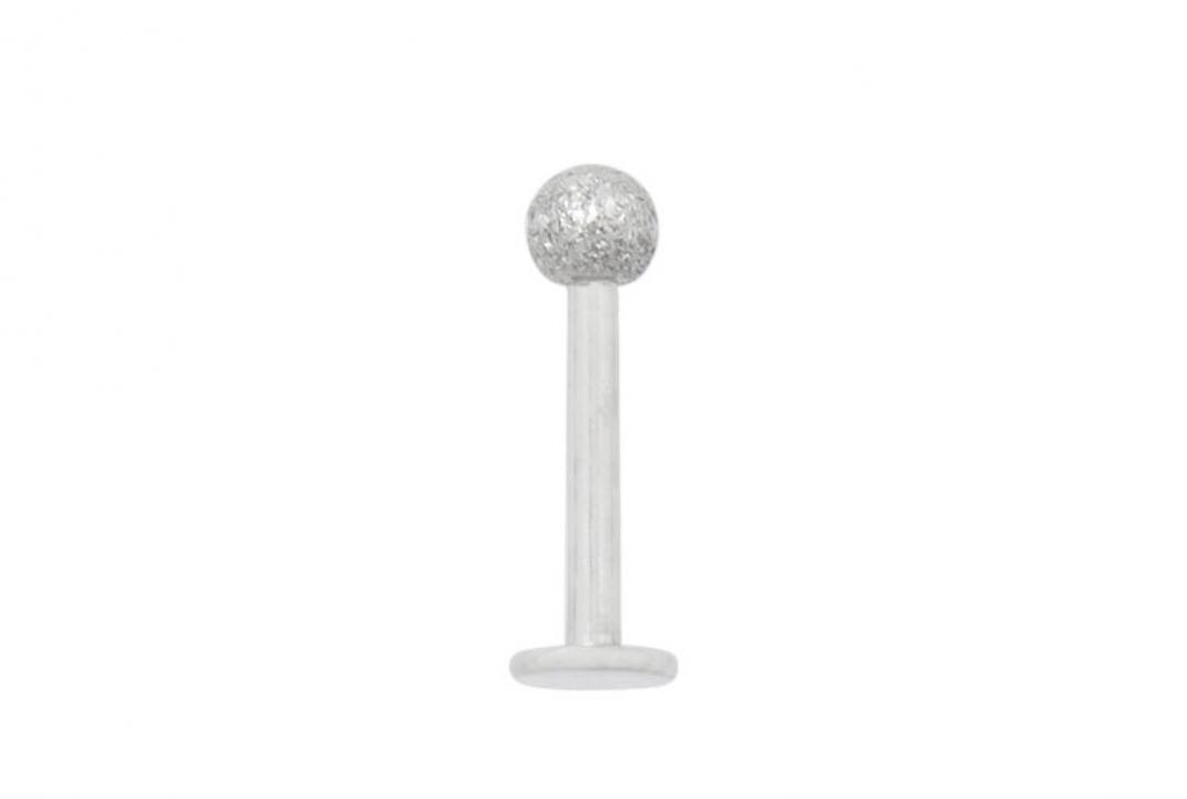 PTFE Piercing Labret Stecker Kugel Diamantoptik Stahl 1,2 u 1,6 mm