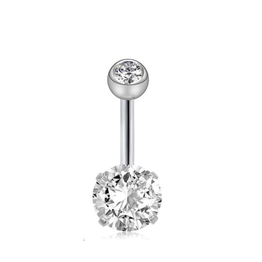 Bauchnabelpiercing Chirurgenstahl 316L  mit eingefasstem 8mm-Kristall