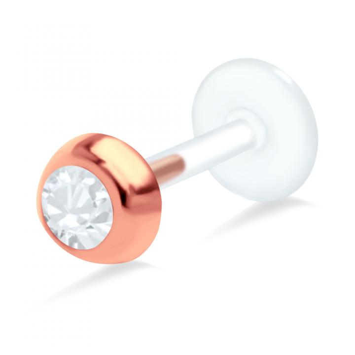 PTFE Tragus Labret Kristalldesign silber schwarz goldfarbig roségoldfarbig