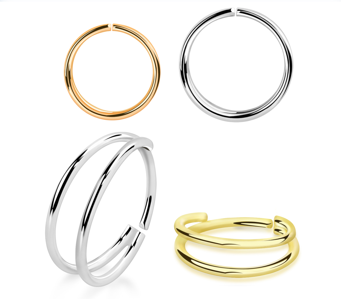 Nasenring mit Doppelbogen aus 925er Silber silberfarbig goldfarbig roségoldfarbig Nasenring mit Doppelbogen aus 925er Silber silberfarbig goldfarbig roségoldfarbig