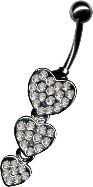 12120 RAUS-DAMIT-PREIS Bauchnabelpiercing mit Herz kristallklar Stahl Schmuck