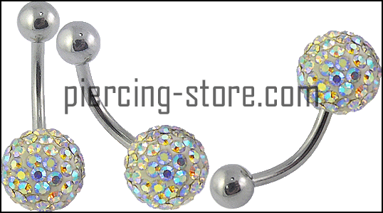 Bauchnabelpiercing Multi Kristall Regenbogen Stahl Banane