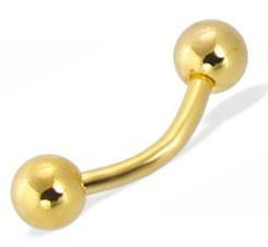 Piercing Banane goldfarbig mit zwei Kugeln in 1.2mm/1.6mm