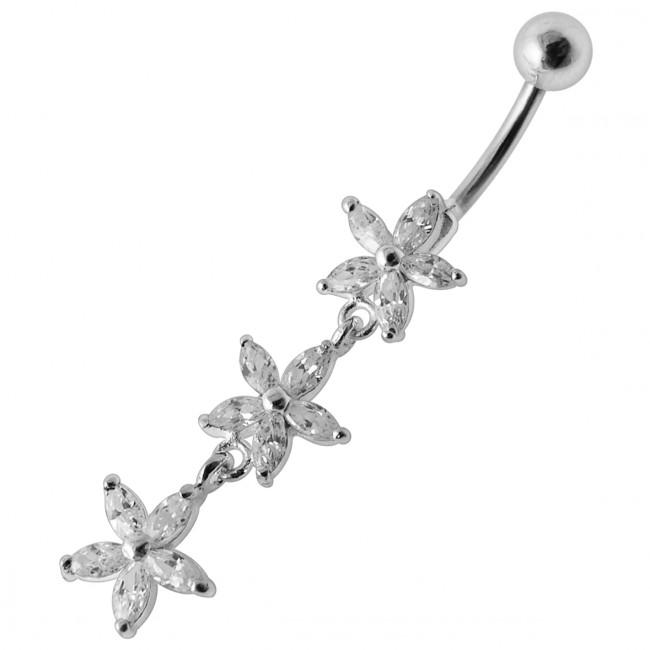 Bauchnabelpiercing Chirurgenstahl 925er Silber-Motiv Blumen