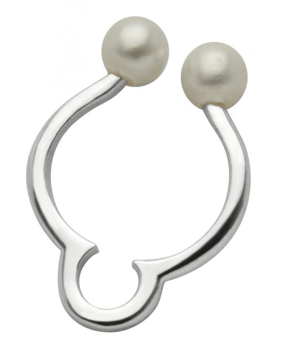 Fake Brustwarzenpiercing 925er Silber mit Perlen Clip zum Klemmen Brust Piercing