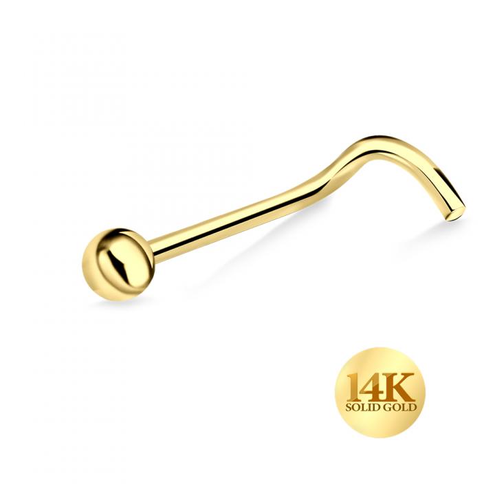 🦚 14karat Gold Nasenstecker Spirale Nasenpiercing Gelbgold 1.3mm-Kugel mit Geschenkbox 🦚 14karat Gold Nasenstecker Spirale Nasenpiercing Gelbgold 1.3mm-Kugel mit Geschenkbox